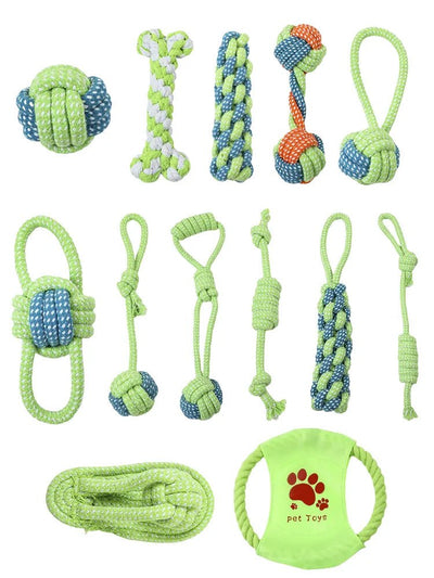 Dog Cotton Rope Teeth Cleaning Toy Set - Luvpaws