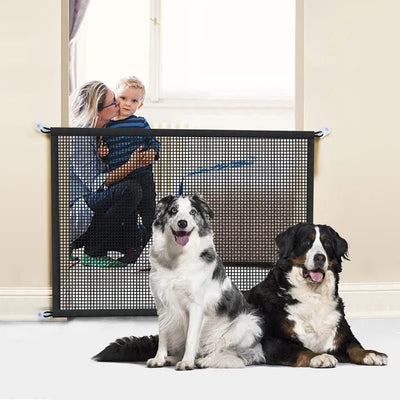 Pet Dog Barrier Fences With 4Pcs Hook Pet Isolated Network Stairs Gate New Folding Breathable Mesh. - Luvpaws