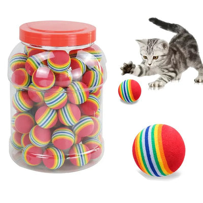 Rainbow EVA Cat Toys Ball Interactive Cat Dog Play Chewing Rattle Scratch EVA Ball Training Balls Pet Toys Supplies - Luvpaws