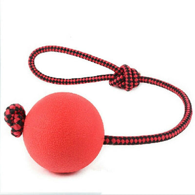 Red rope 7CM pet chew-resistant solid rubber elastic ball toy dog training ball - Luvpaws