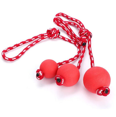 Red rope 7CM pet chew-resistant solid rubber elastic ball toy dog training ball - Luvpaws