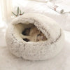 Soft Plush Pet Bed with Cover Round Cat Bed Pet Mattress Warm Cat Dog 2 in 1 Sleeping Nest Cave for Small Dogs - Luvpaws