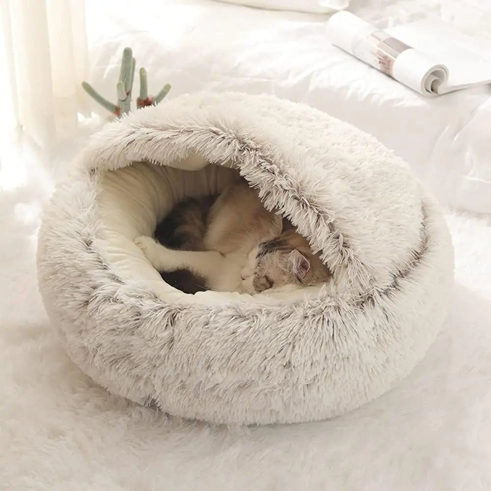 Round plush clearance dog bed