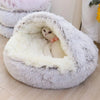 Soft Plush Pet Bed with Cover Round Cat Bed Pet Mattress Warm Cat Dog 2 in 1 Sleeping Nest Cave for Small Dogs - Luvpaws