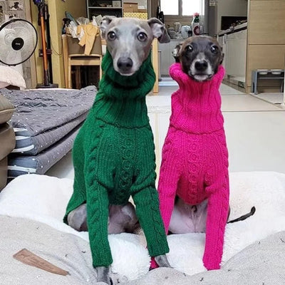 Winter Dog Sweater Italian Greyhound Whippet Turtleneck Twist Warm Dog Coat. - Luvpaws